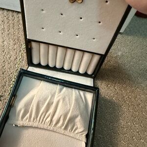 Vintage Cream Jewelry Box with Gold Chain Accent